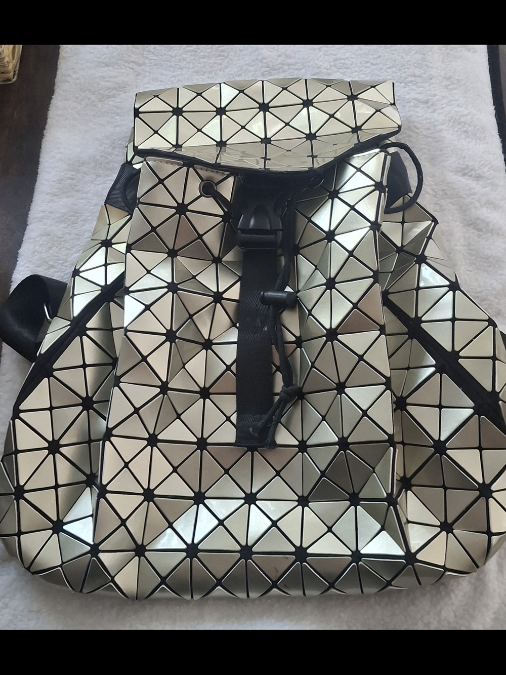 Issey Miyake Geometric Panel Backpack - Silver and Black